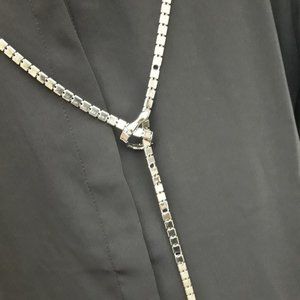 Silver Chain Link Necklace or Belt Extra Long Slinky Shiny Smooth Metal Y 70s